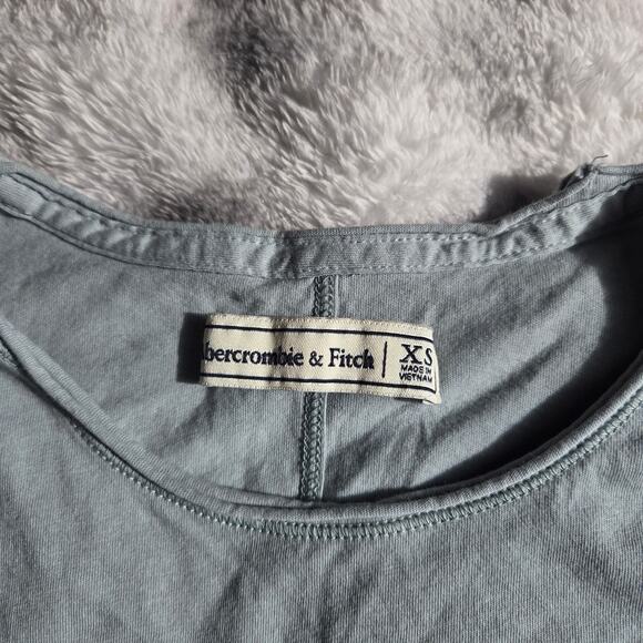 Abercrombie & Fitch Ribbed Bell Sleeve Top XS Light Blue - Picture 3 of 3